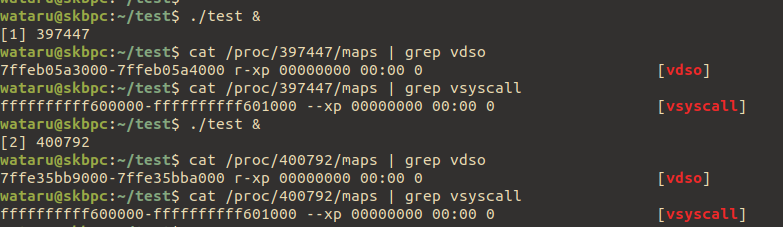 map of vDSO and vsyscall